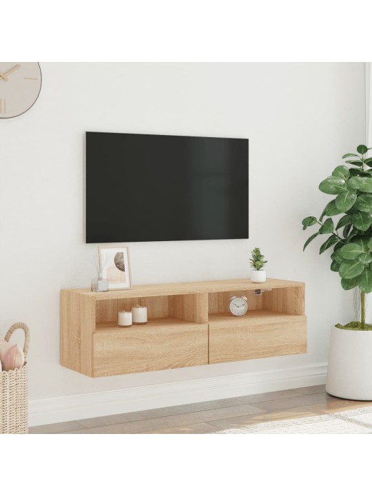 Tv sienas skapītis, ozolkoka, 100x30x30 cm, inženierijas koks