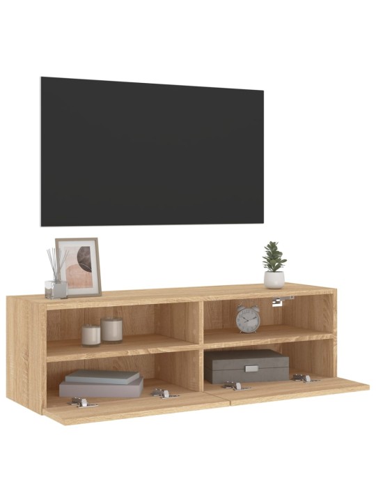Tv sienas skapītis, ozolkoka, 100x30x30 cm, inženierijas koks