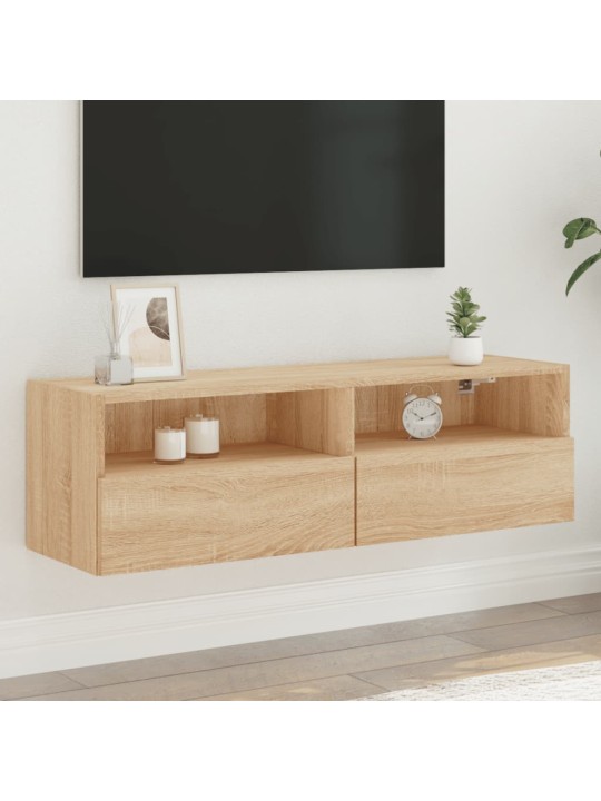 Tv sienas skapītis, ozolkoka, 100x30x30 cm, inženierijas koks