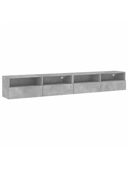 Tv sienas skapji, 2 gb., 100x30x30cm, pelēki, inženierijas koks