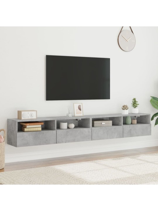Tv sienas skapji, 2 gb., 100x30x30cm, pelēki, inženierijas koks