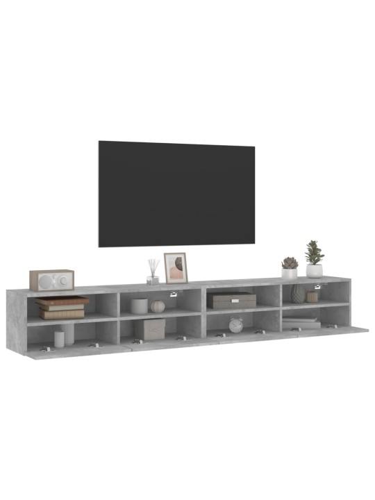 Tv sienas skapji, 2 gb., 100x30x30cm, pelēki, inženierijas koks