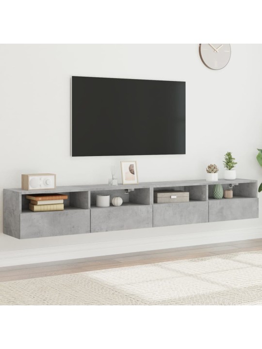 Tv sienas skapji, 2 gb., 100x30x30cm, pelēki, inženierijas koks