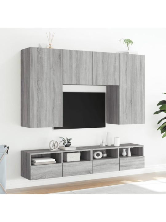 Tv skapīši, 2 gab., pelēks, 100x30x30 cm, inženierijas koks