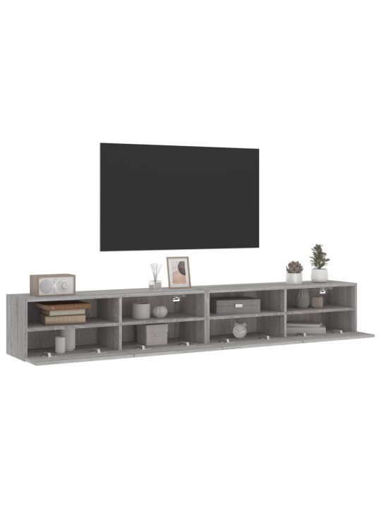 Tv skapīši, 2 gab., pelēks, 100x30x30 cm, inženierijas koks