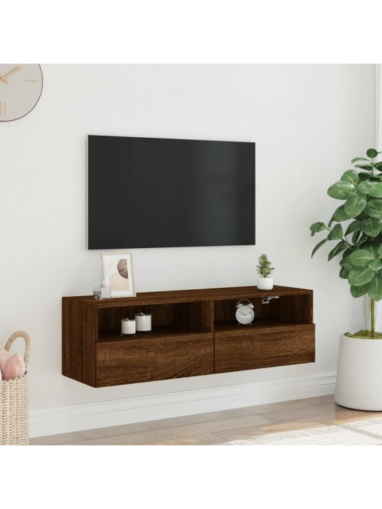 Tv sienas skapītis, brūna ozola, 100x30x30cm, inženierijas koks