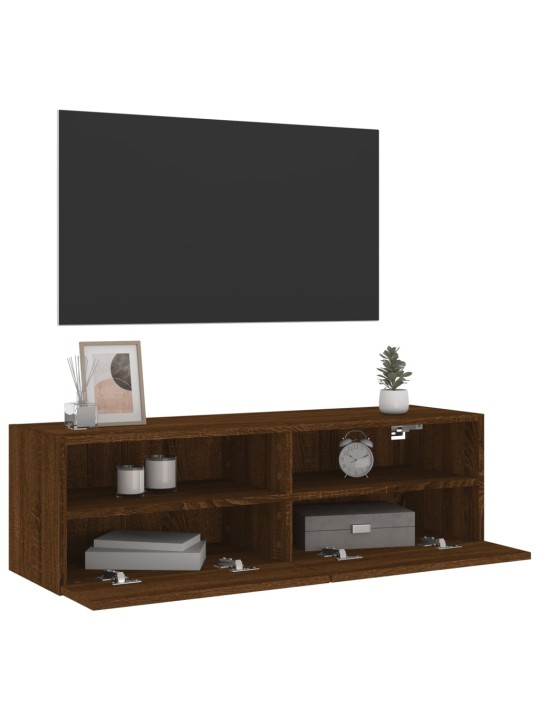 Tv sienas skapītis, brūna ozola, 100x30x30cm, inženierijas koks