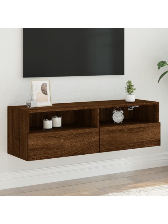 Tv sienas skapītis, brūna ozola, 100x30x30cm, inženierijas koks