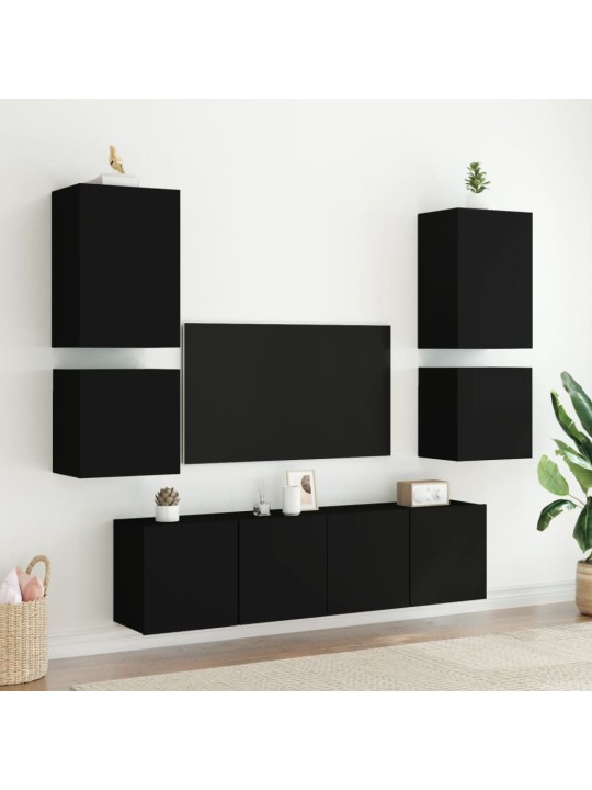 Tv skapīši, 2 gab., melns, 40,5x30x40 cm, inženierijas koks