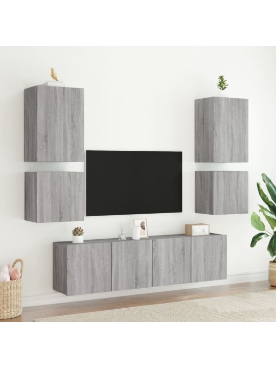 Tv skapīši, 2 gab., pelēki, 40,5x30x40 cm, inženierijas koks