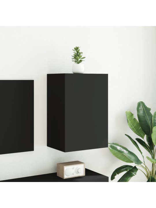 Tv sienas skapītis, melns, 40,5x30x60 cm, inženierijas koks