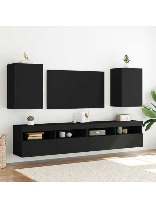 Tv sienas skapītis, melns, 40,5x30x60 cm, inženierijas koks