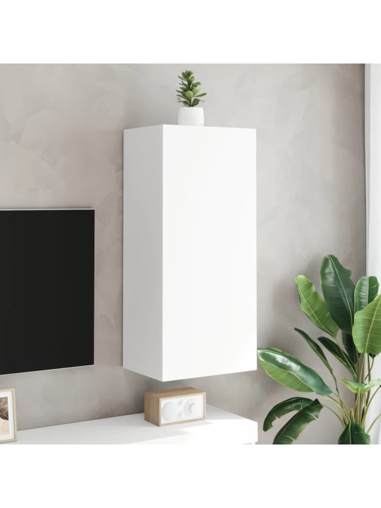 Tv sienas skapītis, balts, 40,5x30x90 cm, inženierijas koks