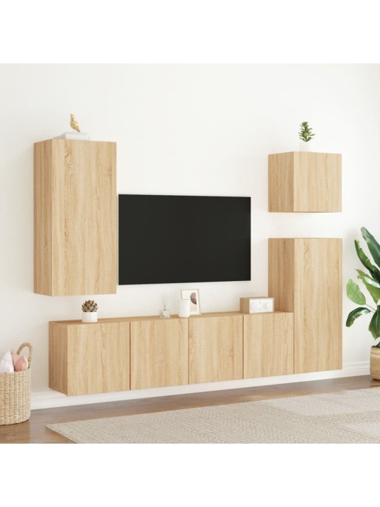 Tv sienas skapītis, ozola, 40,5x30x90 cm, inženierijas koks