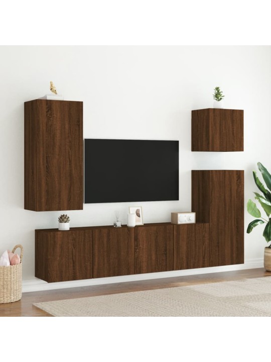 Tv sienas skapītis, brūns, 40,5x30x90 cm, inženierijas koks