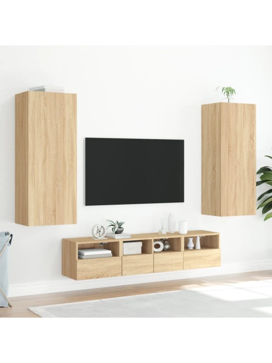 Tv sienas skapītis, ozola, 40,5x30x102 cm, inženierijas koks