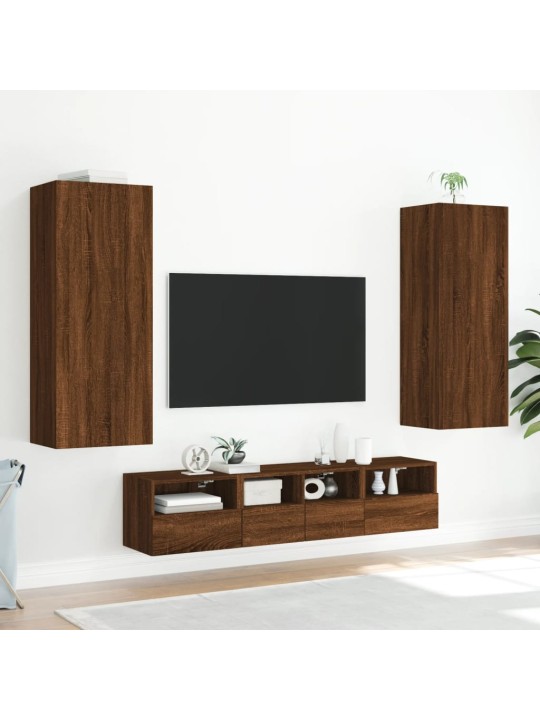 Tv sienas skapītis, brūns, 40,5x30x102 cm, inženierijas koks