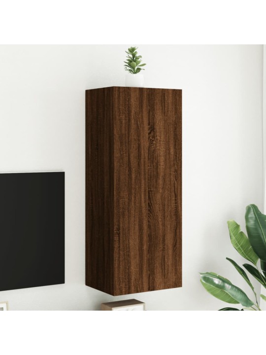 Tv sienas skapītis, brūns, 40,5x30x102 cm, inženierijas koks