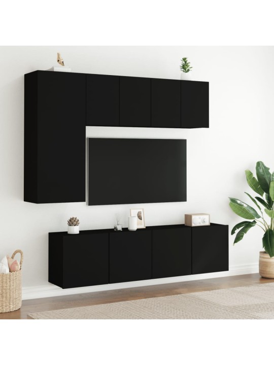 Sienas tv skapīši, 2 gab., melns, 60x30x41 cm