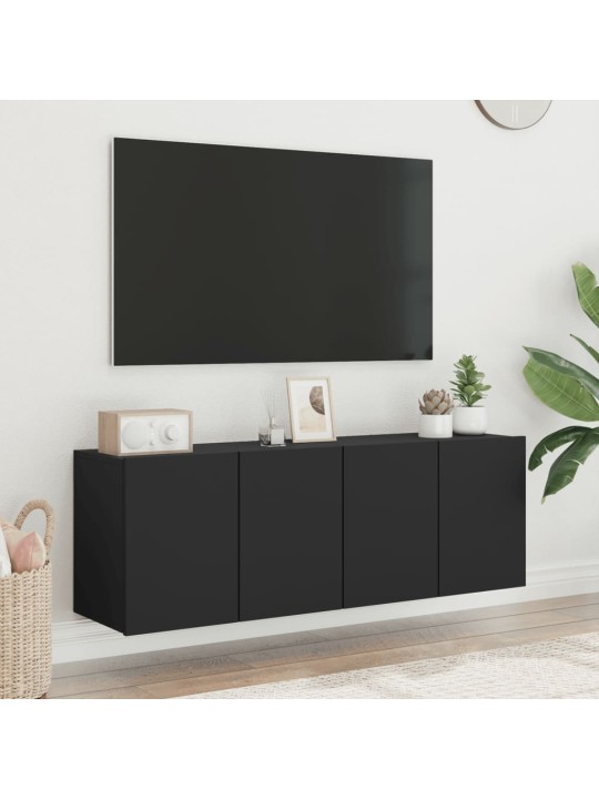 Sienas tv skapīši, 2 gab., melns, 60x30x41 cm