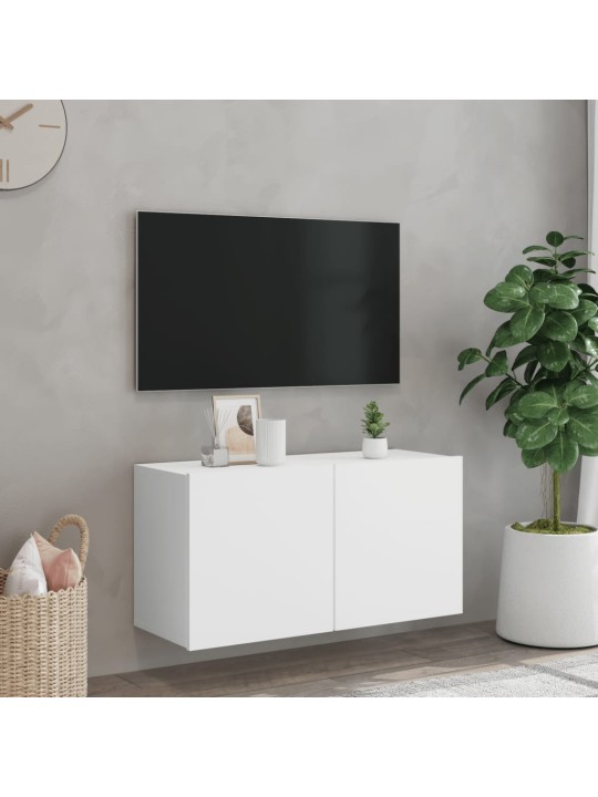 Tv sienas skapītis, balts, 80x30x41 cm