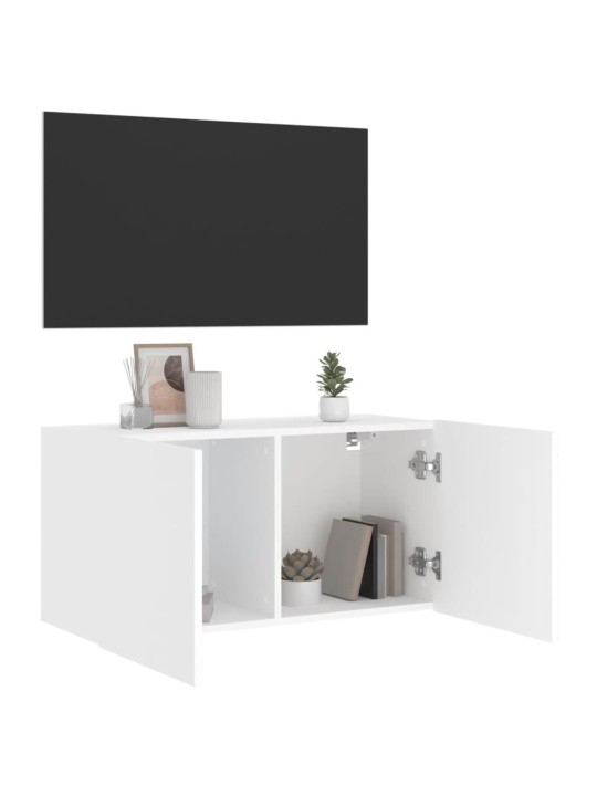 Tv sienas skapītis, balts, 80x30x41 cm