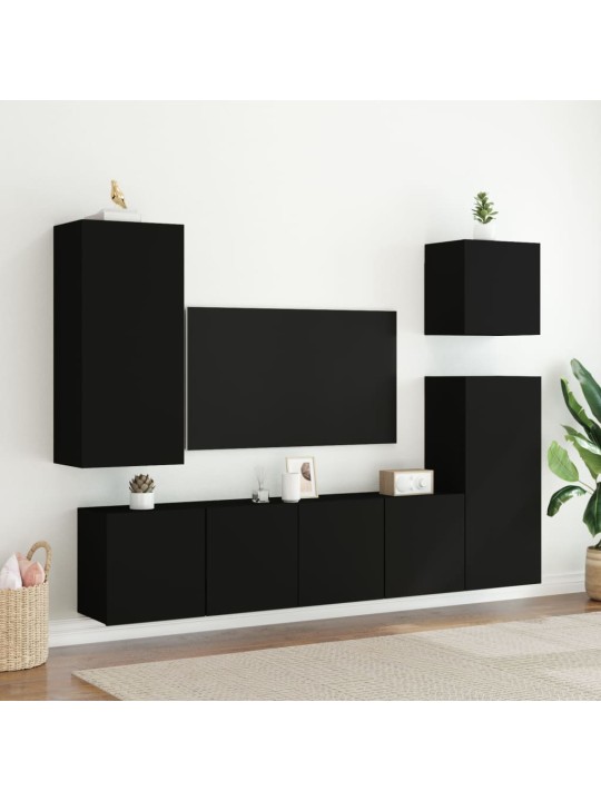Sienas tv skapīši, 2 gab., melns, 80x30x41 cm