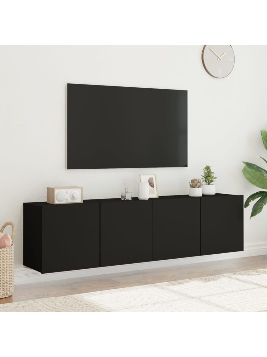 Sienas tv skapīši, 2 gab., melns, 80x30x41 cm