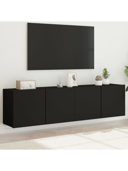 Sienas tv skapīši, 2 gab., melns, 80x30x41 cm