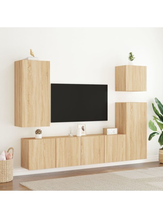 Sienas tv skapīši, 2 gab., ozola krāsa, 80x30x41 cm