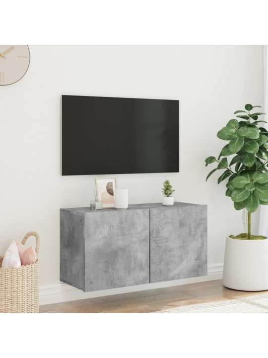 Tv sienas skapītis, betona pelēks, 80x30x41 cm