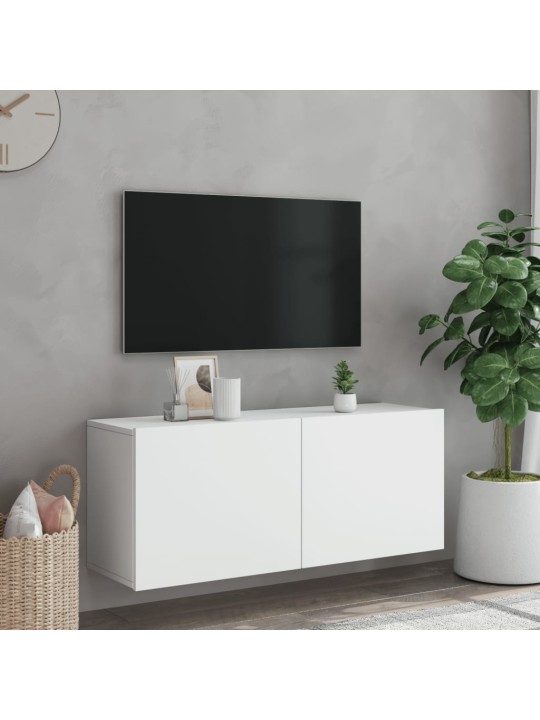Tv sienas skapītis, balts, 100x30x41 cm