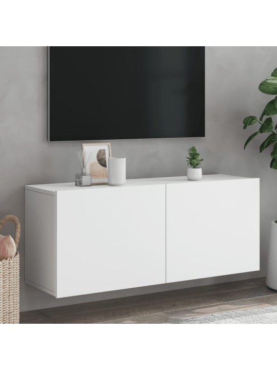 Tv sienas skapītis, balts, 100x30x41 cm