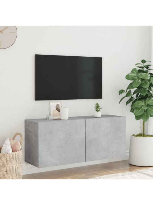 Tv sienas skapītis, betona pelēks, 100x30x41 cm