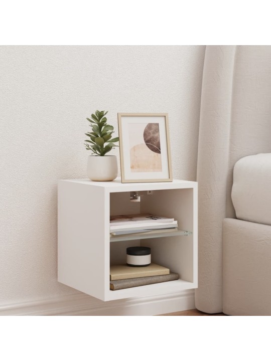 Tv galdiņš ar led lampiņām, 30x28,5x30 cm, balts