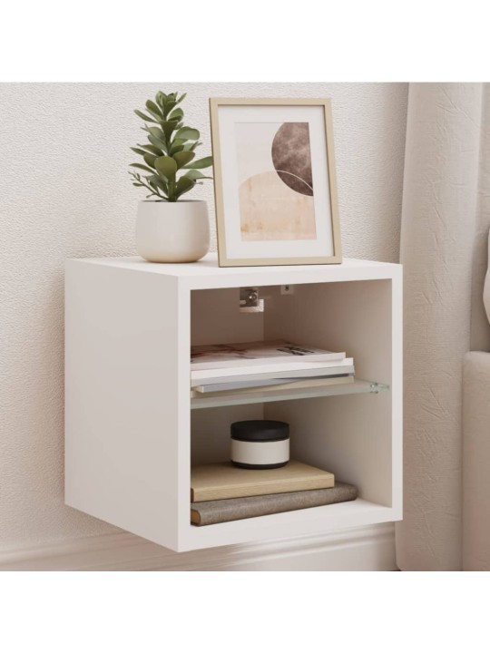 Tv galdiņš ar led lampiņām, 30x28,5x30 cm, balts