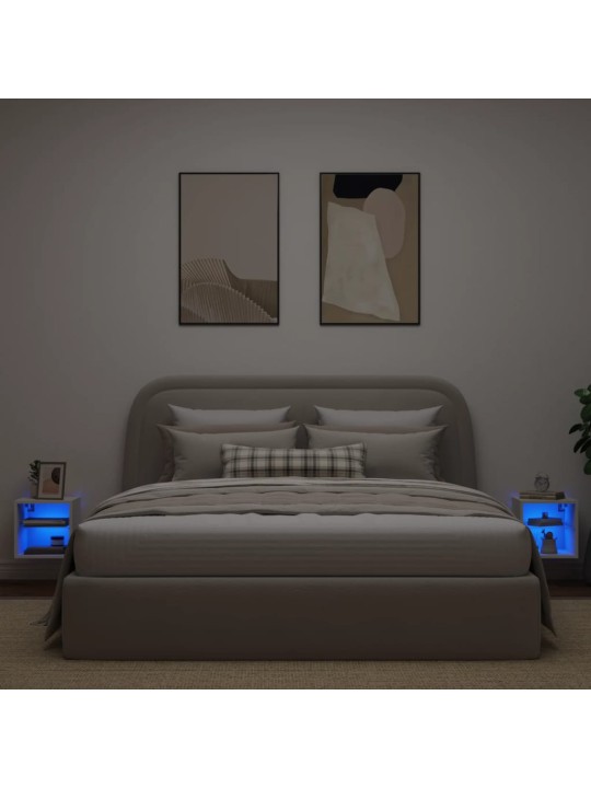 Tv galdiņi ar led lampiņām, 2 gab., balti, 30x28,5x30 cm