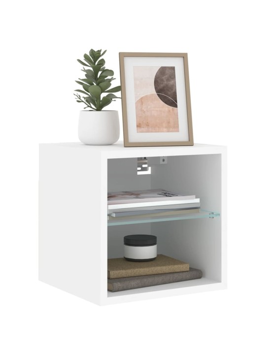 Tv galdiņi ar led lampiņām, 2 gab., balti, 30x28,5x30 cm