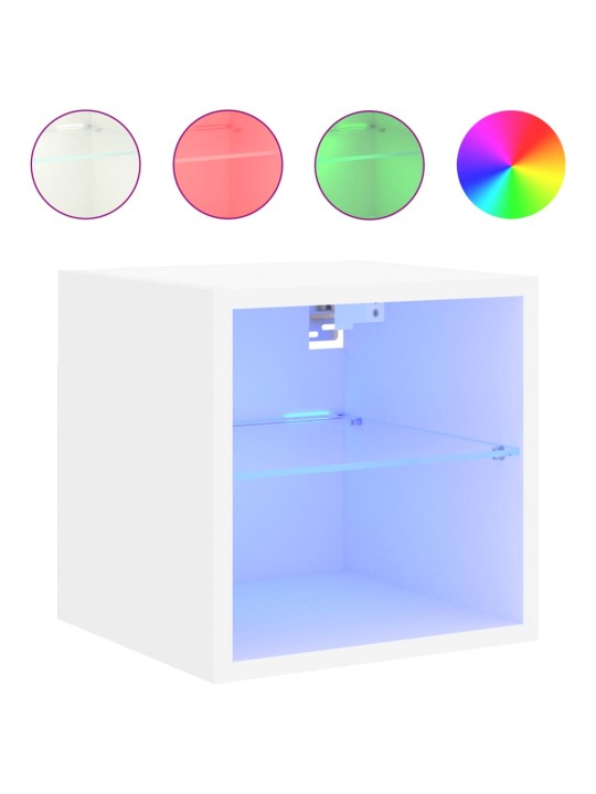 Tv galdiņi ar led lampiņām, 2 gab., balti, 30x28,5x30 cm