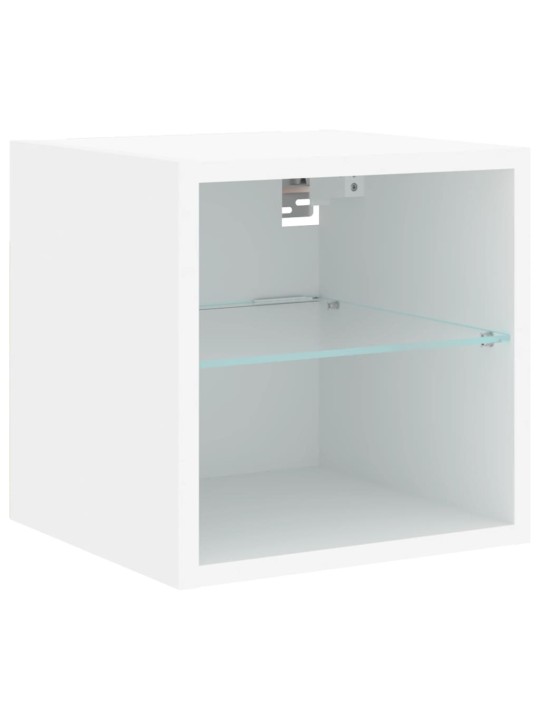Tv galdiņi ar led lampiņām, 2 gab., balti, 30x28,5x30 cm