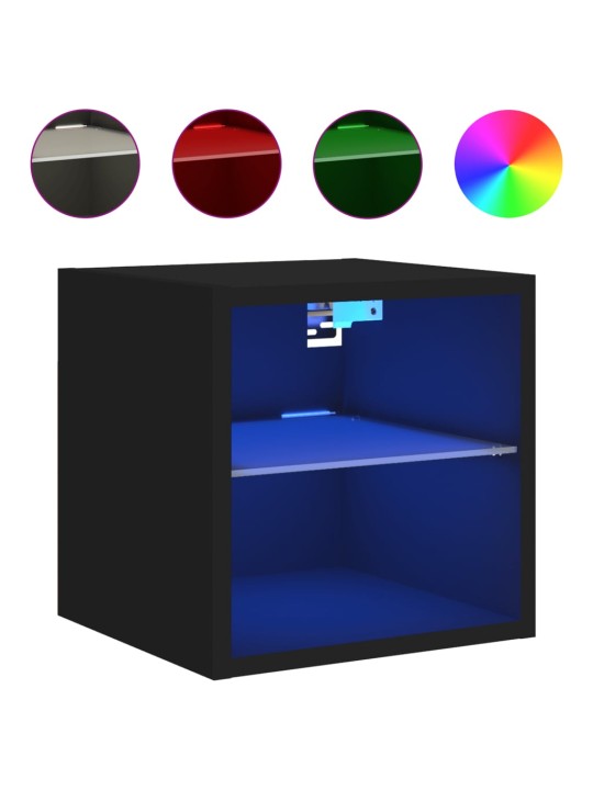Tv galdiņš ar led lampiņām, melns, 30x28,5x30 cm