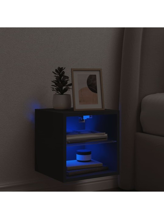 Tv galdiņš ar led lampiņām, melns, 30x28,5x30 cm