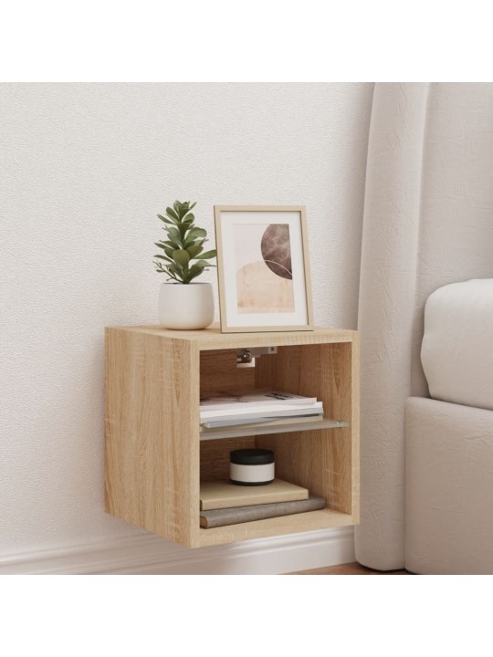 Tv plaukti ar led lampiņām, 30x28,5x30 cm, koka krāsā
