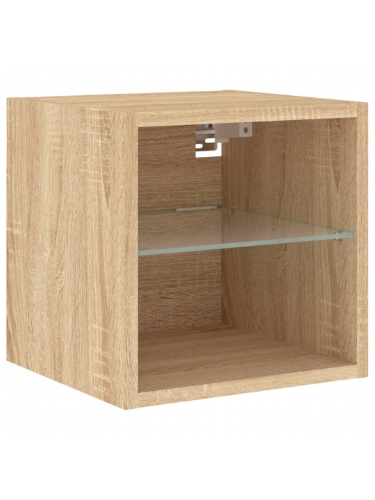 Tv plaukti ar led lampiņām, 30x28,5x30 cm, koka krāsā