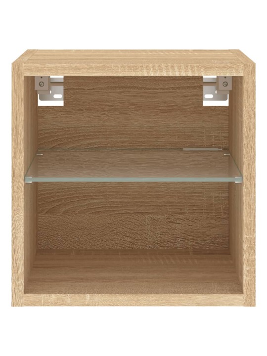 Tv plaukti ar led lampiņām, 2 gab., 30x28,5x30 cm, koka krāsā