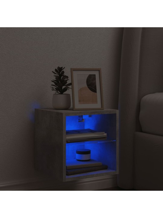 Tv galdiņi ar led lampiņām, betona pelēks, 30x28,5x30 cm