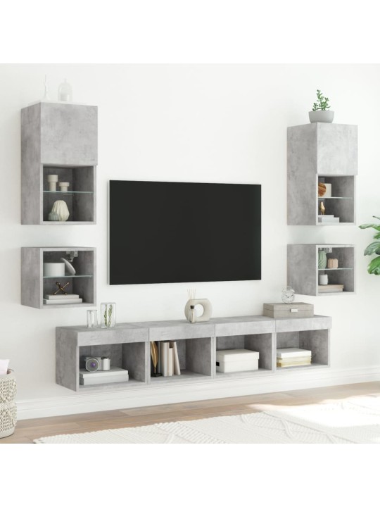 Tv galdiņi ar led lampiņām, betona pelēks, 30x28,5x30 cm