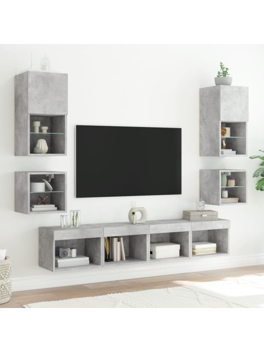 Tv galdiņi ar led lampiņām, 2 gab., betona pelēks, 30x28,5x30cm
