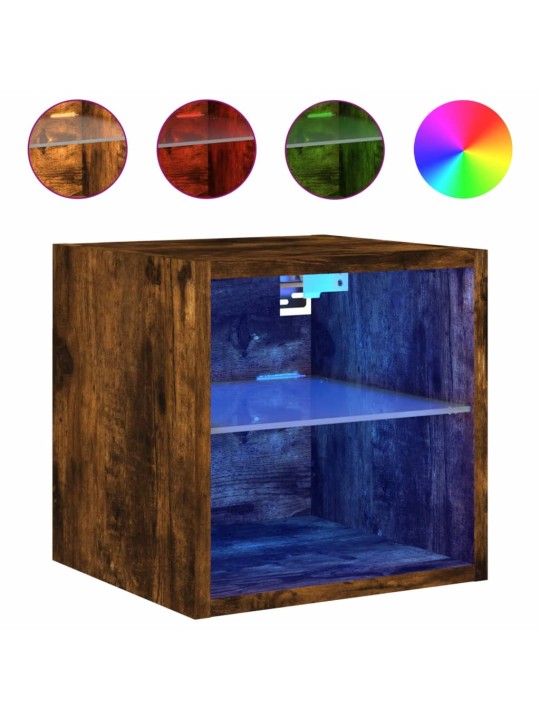 Tv plaukti ar led lampiņām, 30x28,5x30 cm, koka krāsā