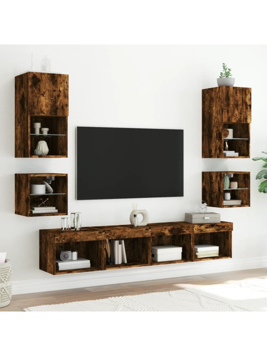 Tv plaukti ar led lampiņām, 30x28,5x30 cm, koka krāsā